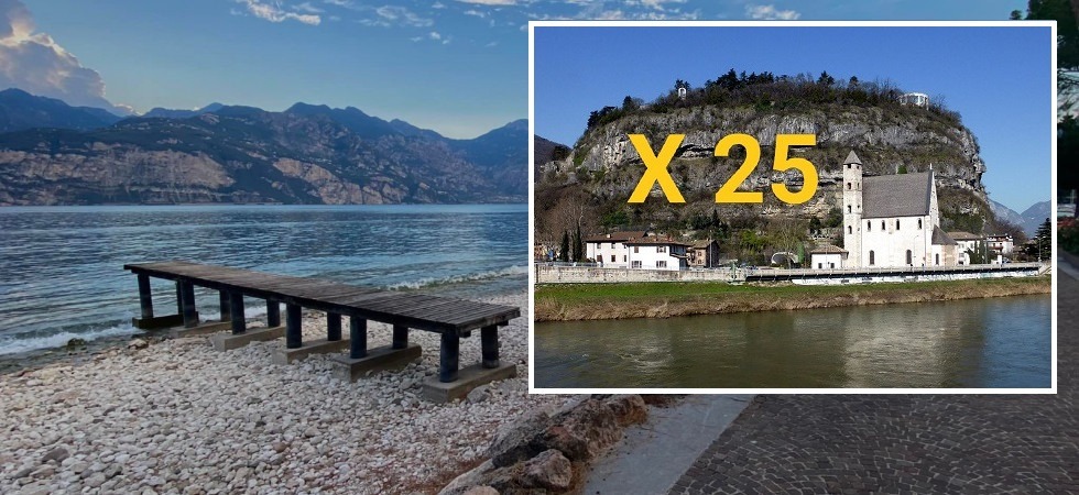 Immagine d'archivio: il livello del lago a Malcesine quest'estate “Nel lago di Garda mancano 25 'Doss Trento d'acqua' (185 milioni di metri cubi)